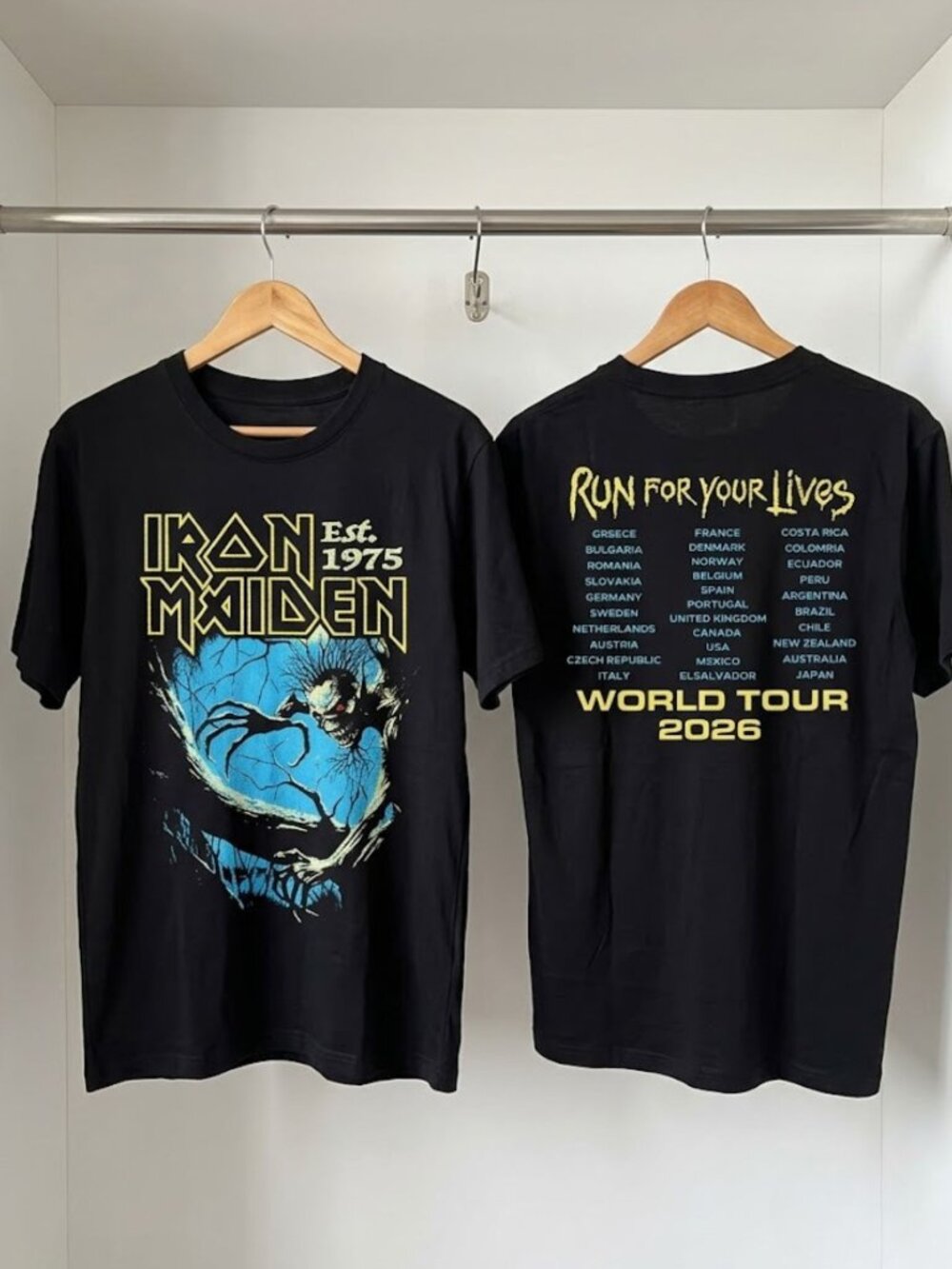 Iron Maiden Run For Your Lives World Tour 2026 T-Shirt Reprint